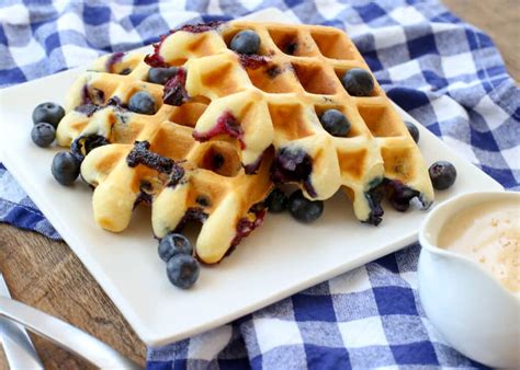 blue walfels|Fluffy + Crispy Blueberry Waffles .